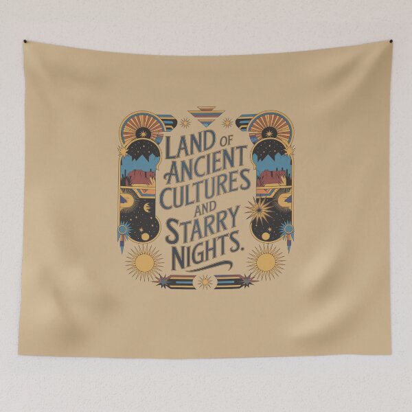 Item preview, Land of Ancient Cultures and Starry Nights - Retro Sun Design designed and sold by Peter Stawicki.