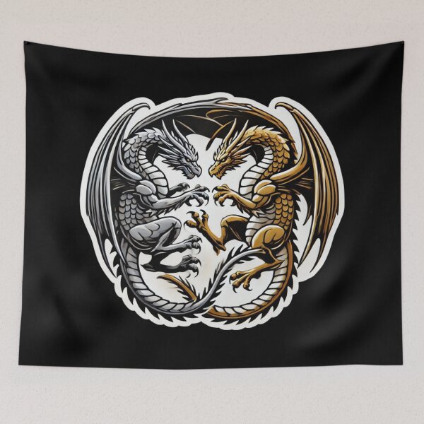 Item preview, Twin Dragons (Gold and Silver) designed and sold by PinUpPizzazz.