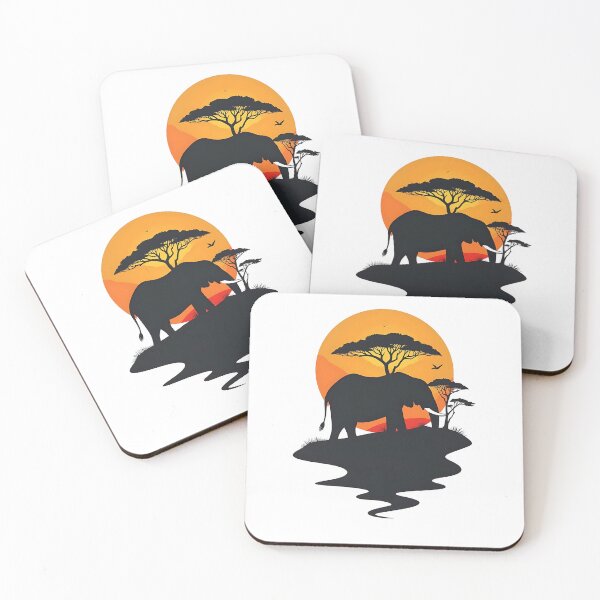 Item preview, Elephant Silhouette with African Savanna Landscape designed and sold by VibeTCreations.