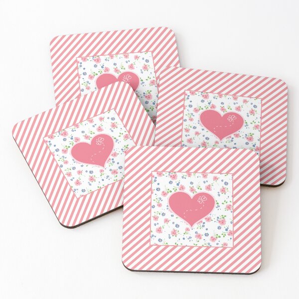 Item preview, Spring Pink Stripes Roses and Heart designed and sold by MarikaJohnson.