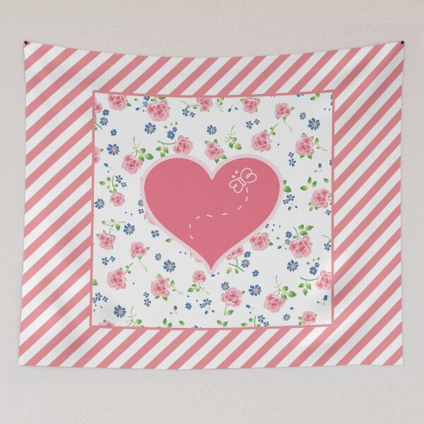 Item preview, Spring Pink Stripes Roses and Heart designed and sold by MarikaJohnson.