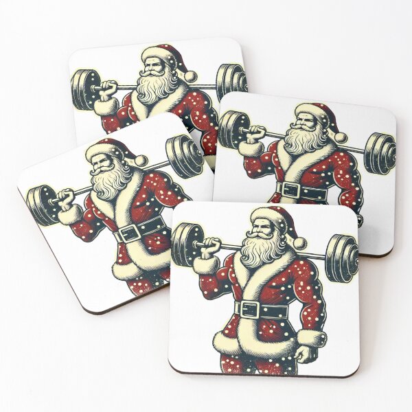 Item preview, Santa Lifting Weights Holiday Fitness Art designed and sold by lubushop1.