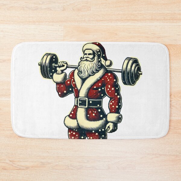 Item preview, Santa Lifting Weights Holiday Fitness Art designed and sold by lubushop1.