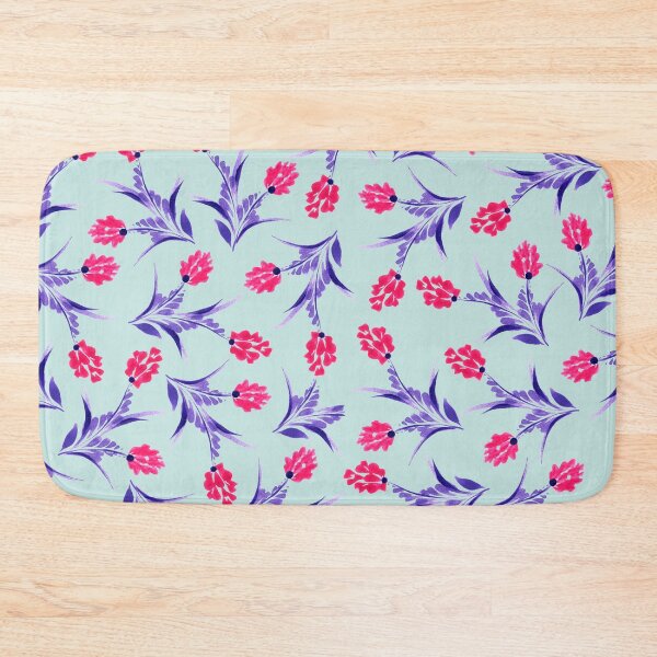 Item preview, Lilac branches whith red flowers, plant pattern on a blue background, Ukrainian vegetation, Petrykivka Ukraine designed and sold by Sunflower-7.