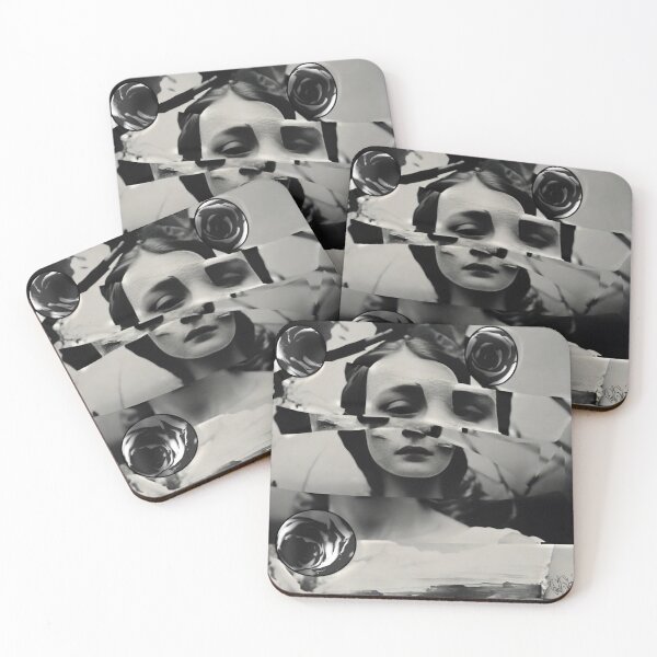 Item preview, Old Nightmare: Giovane Donna con Viso Spezzato e Sfondo di Rose / Old Nightmare: Young Woman with Broken Face and Rose Background designed and sold by Red Siri0 Art.