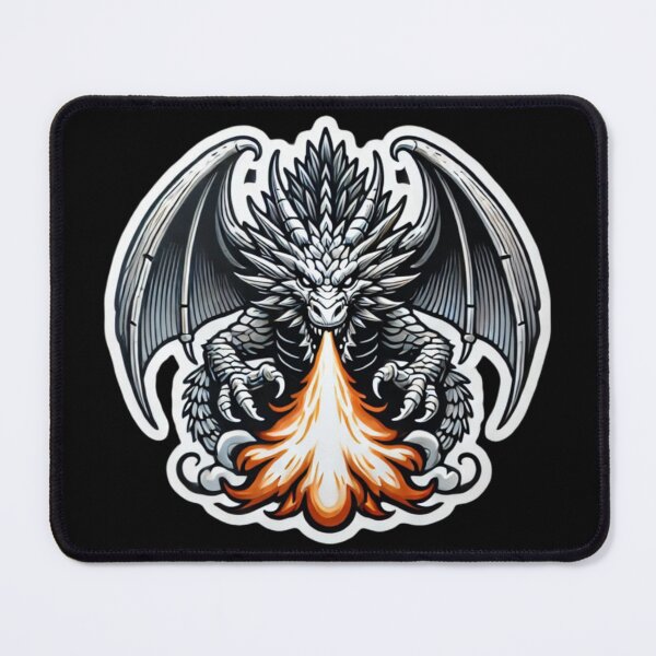Item preview, Silver Dragon Breathing Fire designed and sold by PinUpPizzazz.