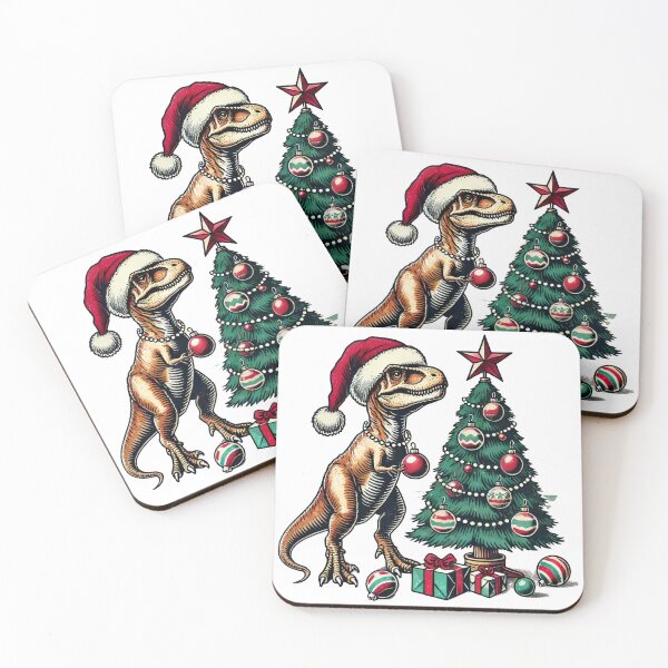 Item preview, Christmas Dinosaur with Santa Hat and Ornaments designed and sold by lubushop1.