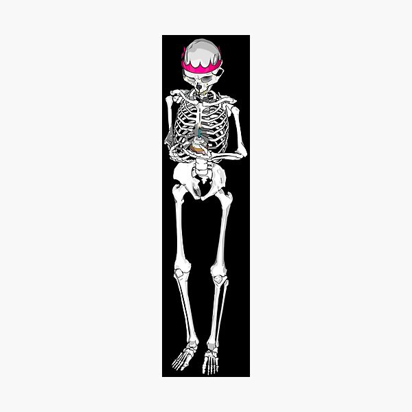 Item preview, Skeleton with birthday cupcake & hat designed and sold by Whimsy Trail Co.