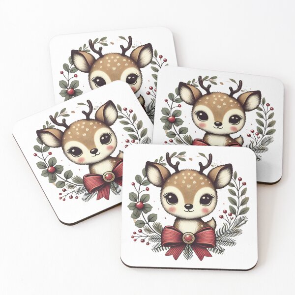 Item preview, Adorable Christmas Deer with Holiday Wreath designed and sold by lubushop1.