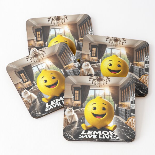 Item preview, The smiling lemon in the luxurious kitchen setting with the cat designed and sold by DreamAura.