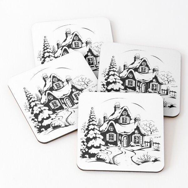 Item preview, Christmas Winter Eve Snow-Capped Houses Icy Pine Trees designed and sold by inkoutninja.