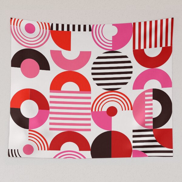Item preview, Pink, Black, And Red Mid-Century Mod Bauhaus Geometric designed and sold by DEC02.