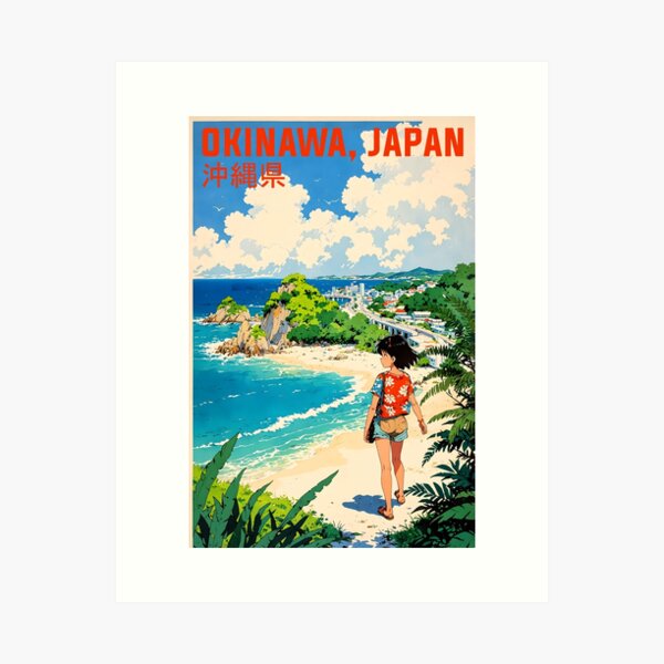 Item preview, Okinawa Japan Retro Anime Girl 80s Vintage Travel designed and sold by Retro-Anime9.