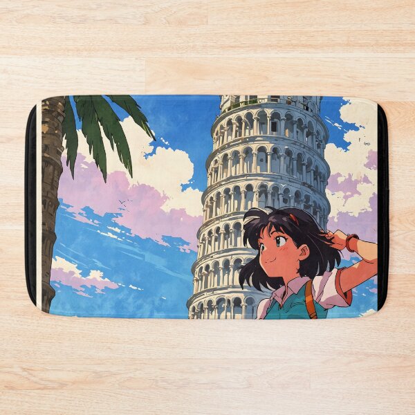 Item preview, Tower of Pisa Italy Retro Anime Girl 80s Vintage Travel designed and sold by Retro-Anime9.