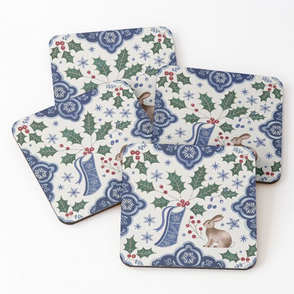 Item preview, Christmas rabbit playing snowflakes designed and sold by bosilvercat.