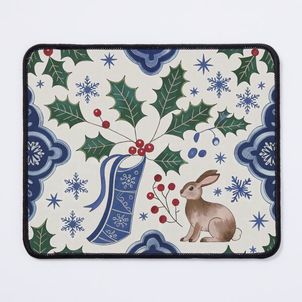 Item preview, Christmas rabbit playing snowflakes designed and sold by bosilvercat.