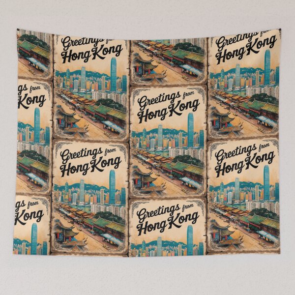 Item preview, Greetings from Hong Kong China Vintage Travel Retro Postcard Design designed and sold by TravelPostcardGems.