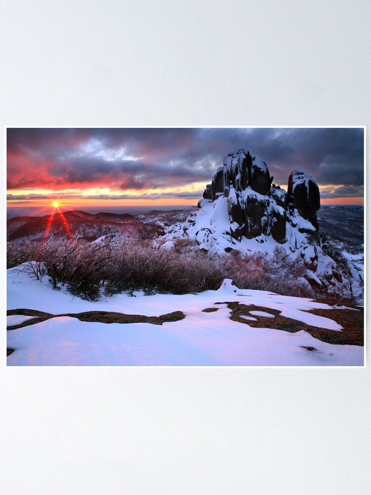 Thumbnail 2 of 3, Poster, Sunset Flares, The Cathedral, Mt Buffalo, Victoria, Australia designed and sold by Michael Boniwell.