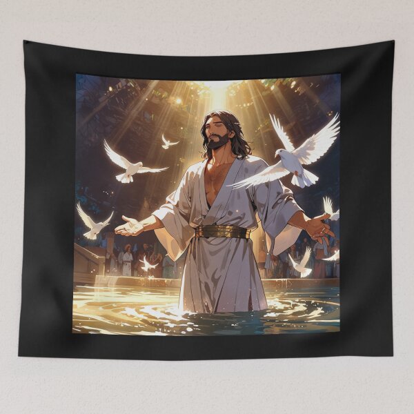 Item preview, Jesus Baptized Baptism Team dove Holy Spirit Jordan River Matthew 3:13 designed and sold by tshirtart2024.