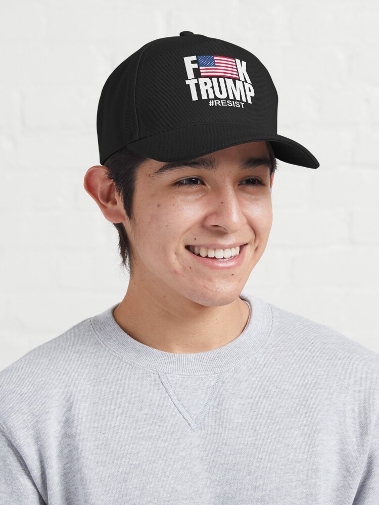 Thumbnail 3 of 7, Cap, Fuck Trump American Flag Shirt Resist designed and sold by dgavisuals.