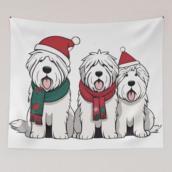 Item preview, Festive Old English Sheepdog – Christmas Pattern designed and sold by GoodyPaws.