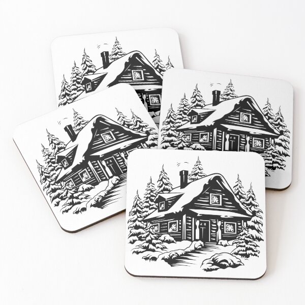 Item preview, Christmas Winter Scene Snowy Rustic Cabin Vintage Wood designed and sold by inkoutninja.