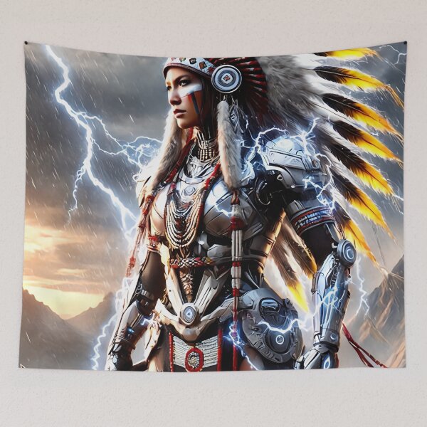 Item preview, Fantasy Native American Warrior Woman designed and sold by NightsageArt.