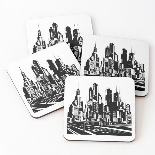 Item preview, City Skyline Panorama Metro Landscape Urban Skyscrapers designed and sold by inkoutninja.