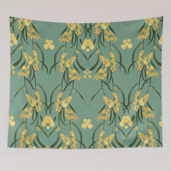 Item preview, Golden Wattle-Mimosa on Verdigris Green designed and sold by Daniela Glassop.