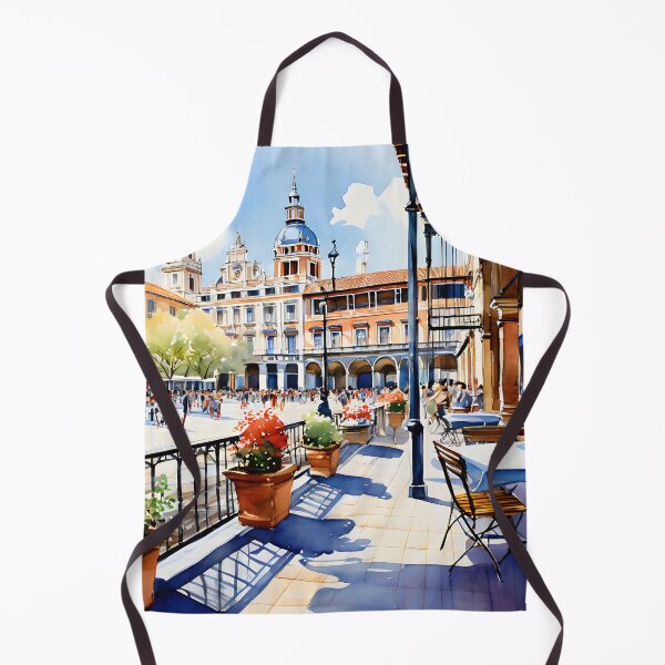 Item preview, Madrid's Plaza Mayor Terrace: Vibrant Watercolor Scene designed and sold by LSVart.