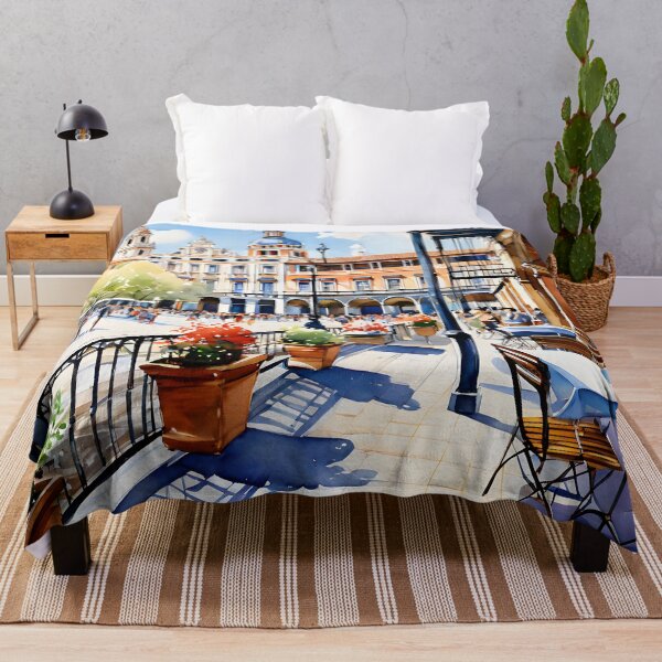 Item preview, Madrid's Plaza Mayor Terrace: Vibrant Watercolor Scene designed and sold by LSVart.