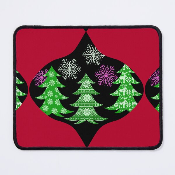 Item preview, Red Green Christmas Decorations with Decorated Christmas trees and Snowflakes / Christmas Balls Red Green Hand Drawn designed and sold by Victoria Rose.