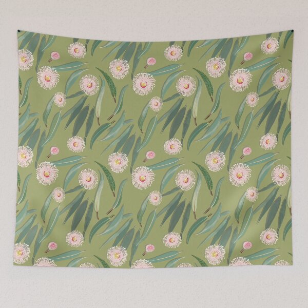 Item preview, Soft Pink Corymbia Gum Blossoms on Linden Green designed and sold by Daniela Glassop.
