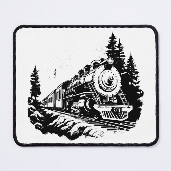 Item preview, Steam Engine Train Locomotive Vintage Old Railway Tracks Railroad designed and sold by inkoutninja.