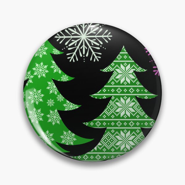 Item preview, Red Green Christmas Decorations with Decorated Christmas Trees and Snowflakes / Christmas Balls Red Green Hand Drawn designed and sold by Victoria Rose.