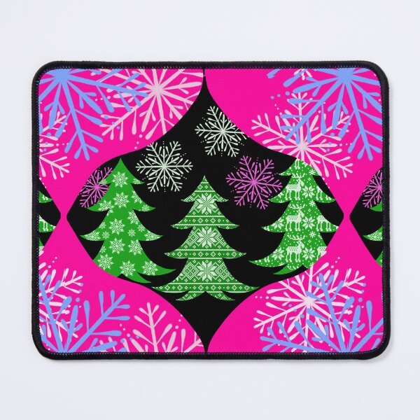 Item preview, Red Green Christmas Decorations with Decorated Christmas Trees and Snowflakes / Christmas Balls Red Green Hand Drawn designed and sold by Victoria Rose.