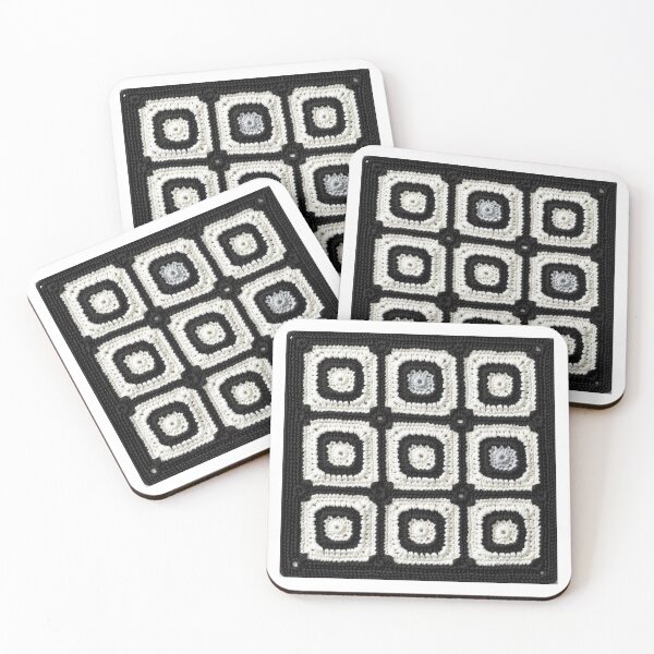Item preview, black and white knitted background granny square designed and sold by SolArt88.
