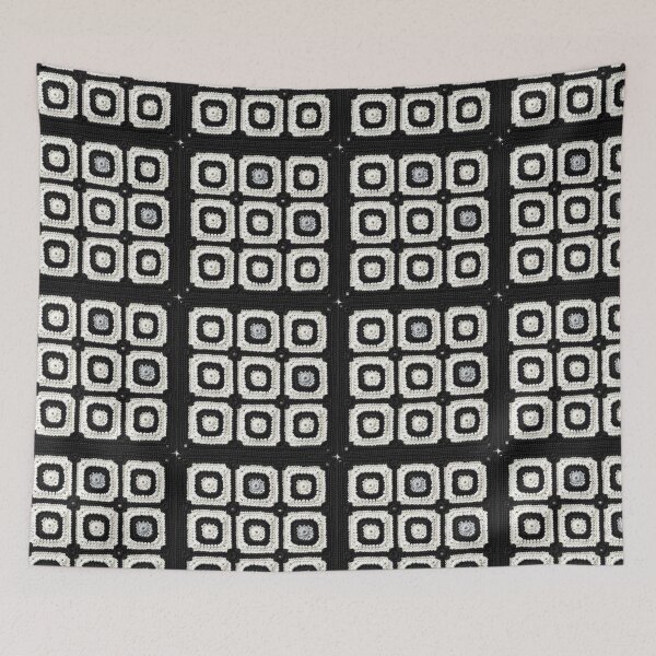 Item preview, black and white knitted background granny square designed and sold by SolArt88.