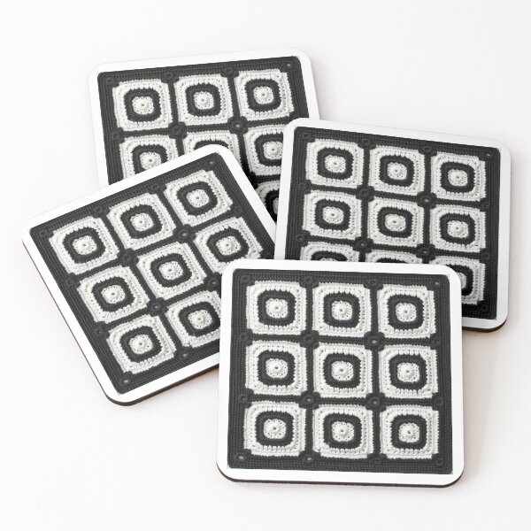 Item preview, Copy of black and white knitted background granny square designed and sold by SolArt88.
