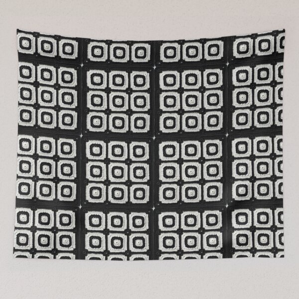 Item preview, Copy of black and white knitted background granny square designed and sold by SolArt88.