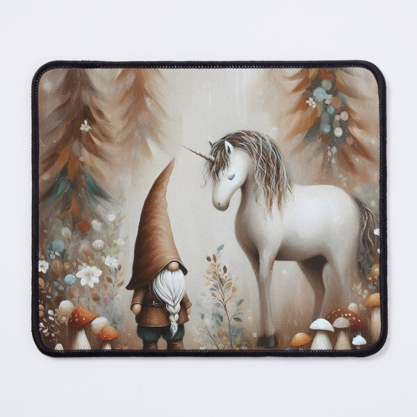 Item preview, Enchanted Meeting of Gnome and Unicorn in Autumn Forest designed and sold by MarinaFila.