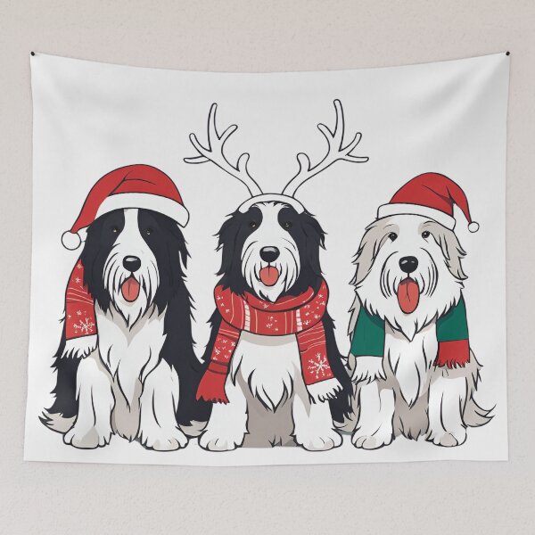 Item preview, Festive Bearded Collie – Christmas Pattern designed and sold by GoodyPaws.