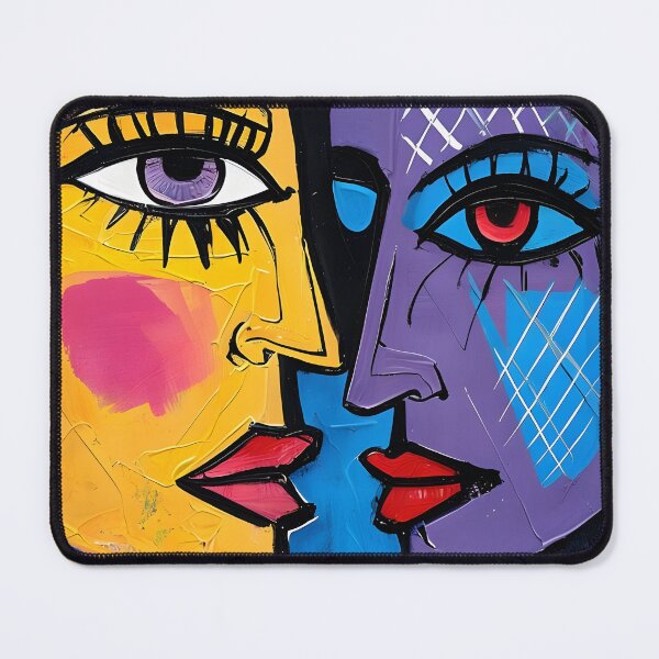 Item preview, Abstract expressionist painting faces designed and sold by Ink & Fabric.