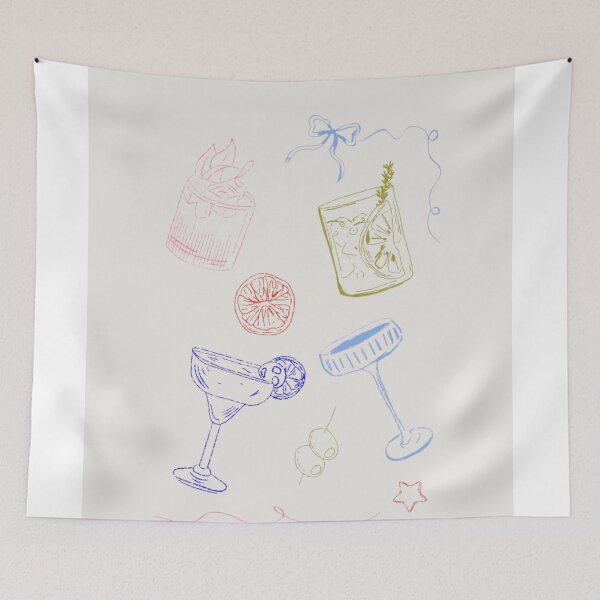 Item preview, Cocktail Coquette Abstract Print Cute Drawn Doodle designed and sold by DALdesignstore.
