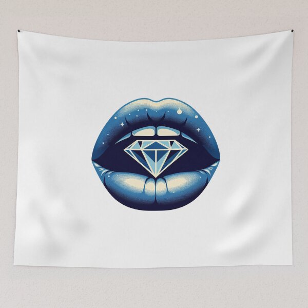 Item preview, Blue Lipstick Kiss With Diamond designed and sold by DSoriaDesign.