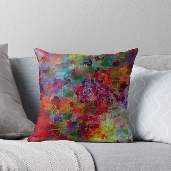 Item preview, THROUGH ROSE-COLORED GLASSES Bold Rainbow Floral Multicolor Flower Garden Abstract Modern Painting Design designed and sold by EbiEmporium.