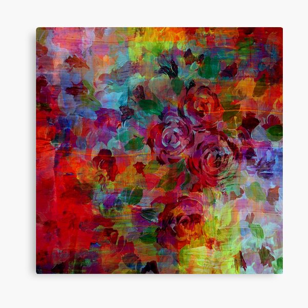THROUGH ROSE-COLORED GLASSES Bold Rainbow Floral Multicolor Flower Garden Abstract Modern Painting Design Canvas Print
