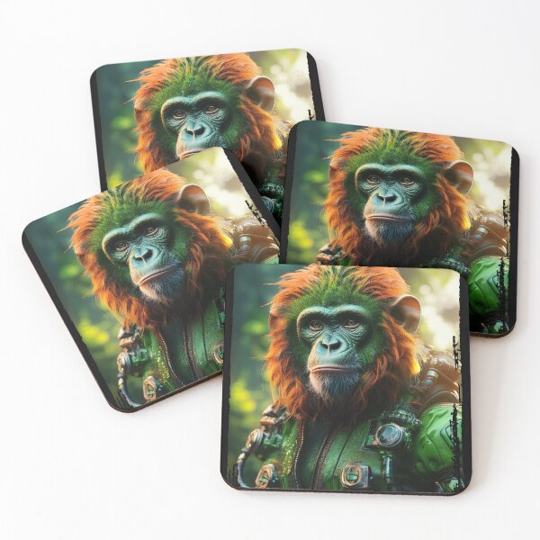 Item preview, Green Warrior | Fluffy Ape | Cyberpunk Monkey Collection designed and sold by monkeybusiness.pt.