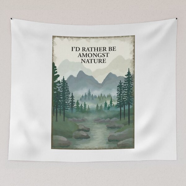 Item preview, I'd rather be amongst nature - misty forest scene  designed and sold by Scat the cat.