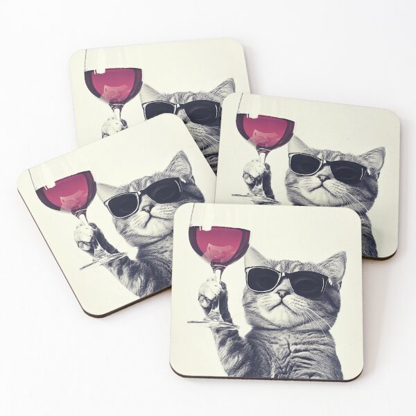 Item preview, Cat Drinking Red Wine, Funny Alcohol Humor designed and sold by CheekyAnimalz.